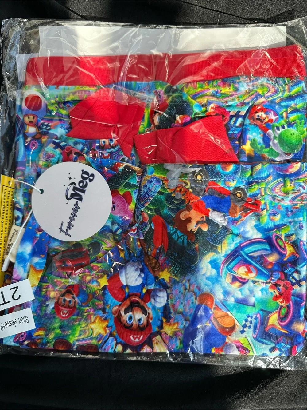 Forever Meg Premium Bamboo Multicolor Super Mario Short Sleeve Shirt & Pants PJs